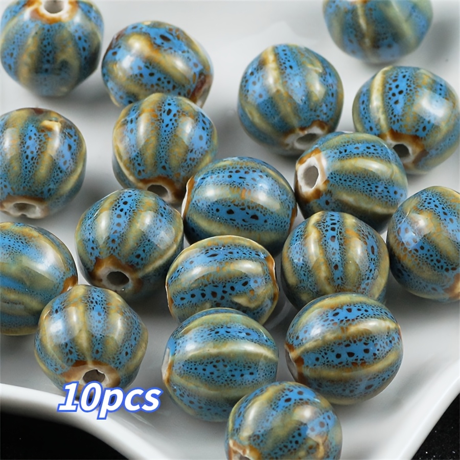 10pcs Ceramic Pumpkin Colour Porcelain Beads
